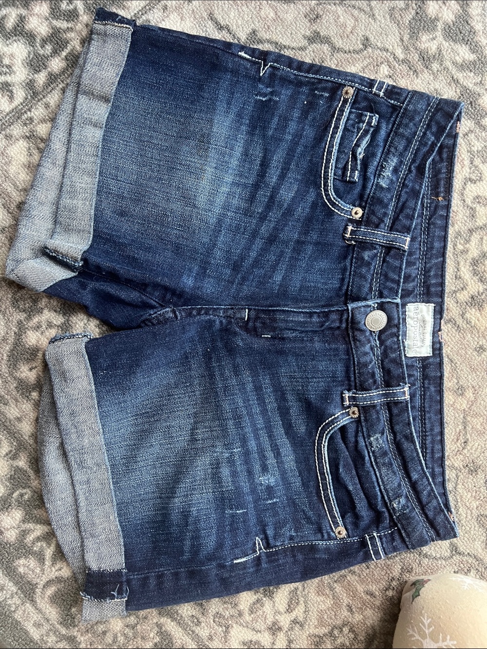Aeropostale Dark Blue Cuffed Denim Shorts
